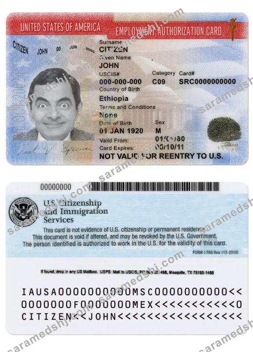 USA  employment authorization card version 2